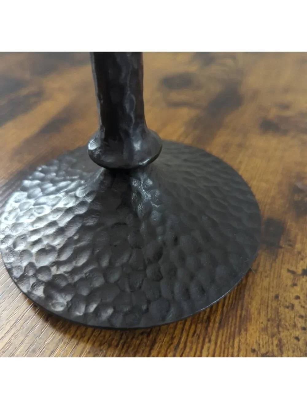 Pottery Barn Seville Pillar Candle Holder, Hammered Black 9” Home Decor Heavy-lp